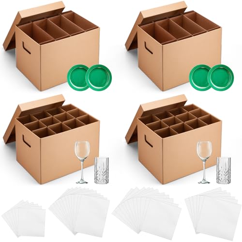 MotiMind 4 Sets Kitchen Moving Boxes with Divider and Lid