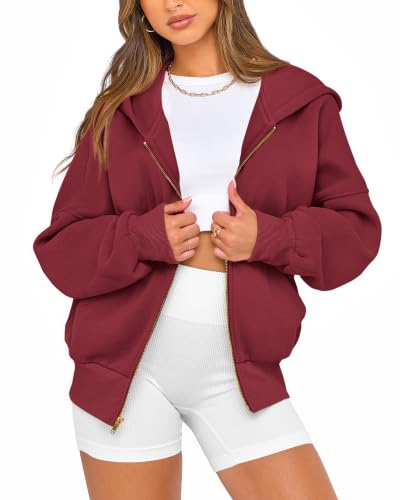 BTFBM Hoodies For Women Sweatshirt Fall Fashion Clothing 2026 Long Sleeve Fleece Jacket Winter Outfits Y2k Zip Up Hoodie(Wine Red, X-Large) — view 5