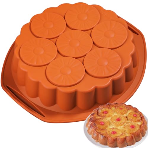 Kamehame Pineapple Upside Down Cake Pan, 8 Cup Silicone Round