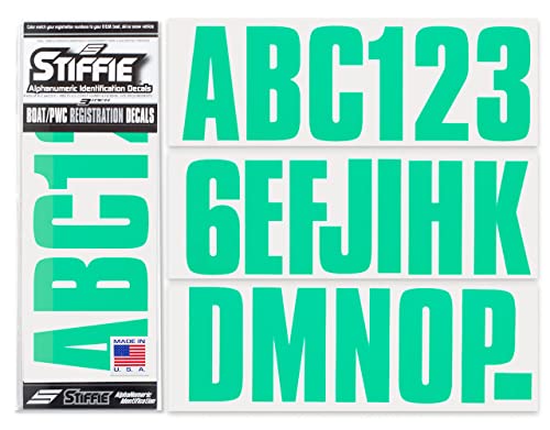 Image of STIFFIE Uniline Seafoam Green 3 inch Boat & PWC Registration Decals • Numbers Letters Stickers