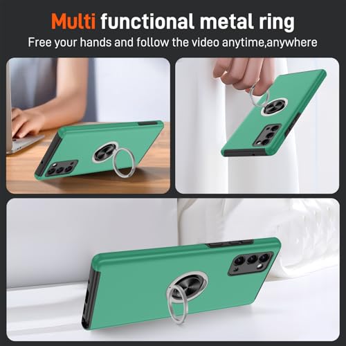 Coque Samsung Note 20 anti chute avec anneau de maintien vert