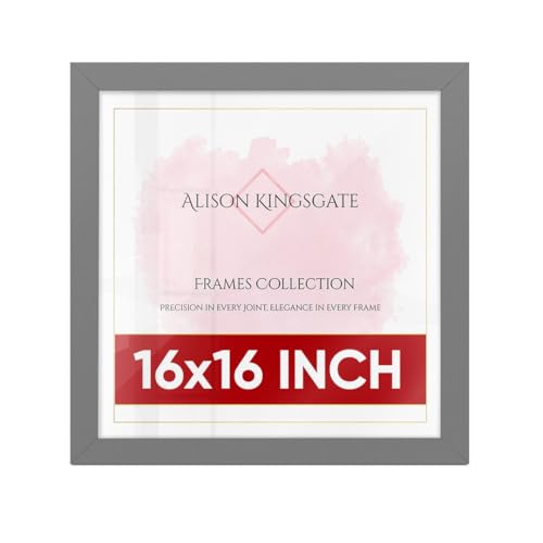 Alison Kingsgate 16x16 Dark Grey Photo Frame-Engineered Wood Picture Frame with Shatterproof Perspex Front -Ideal for Certificates & Artwork-Wall Hanging