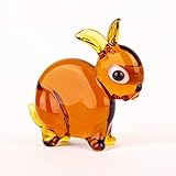 Höhe ca. 5 -6 cm Hase aus Glas, Glastier, Glasfigur, Lauscha, Handarbeit braun