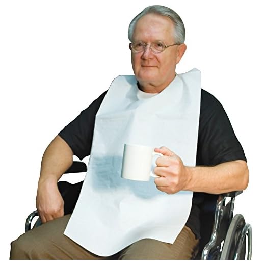 (Set of 100) Disposable Adult Tie-Back Poly Bibs Protect Clothes from Spills