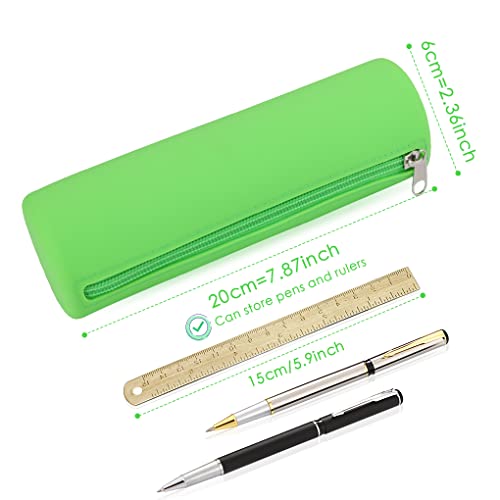 Image of Oyachic Slim Pencil Case,Cylinder Pencil Pouch,Silicone Makeup Bag,Green