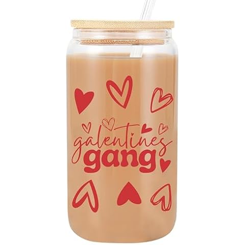 Aisosiks Galentines Day Glass Tumbler Set Cover
