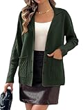 Kate Kasin Women Sweater Blazer Long Sleeve Open Front Work Office Business Jacket Knit Blazer Jacket Navy Green XL