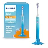Philips One for Kids by Sonicare, Battery Toothbrush, for Kids Age 3+, with SmarTimer and QuadPacer for Thorough Clean, Lightweight and Colorful Handle, Quick Start Guide, Blue, Model HY1130/02
