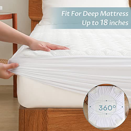 Queen Size Waterproof Mattress Protector Rayon from Bamboo Fitted Quilted Mattress Pad Cover with Deep Pocket Up to 18'' - Thumbnail 5
