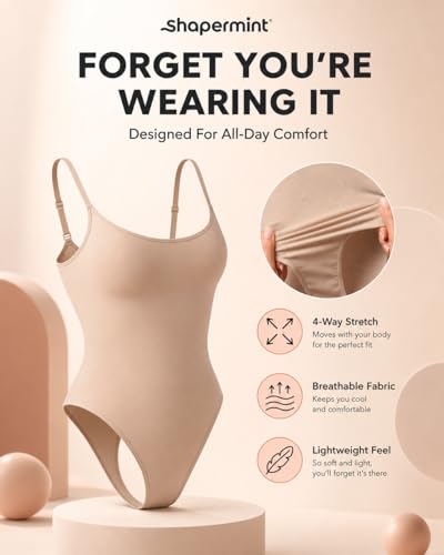 Image of SHAPERMINT Brief & Thong Bodysuit - Tummy Control Seamless Body Shaper, Shapewear for Women Small to Plus Size