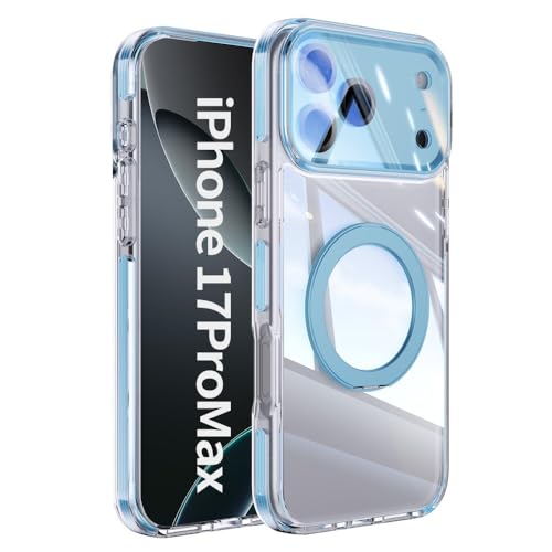 Coque iPhone 16 Plus antichoc silicone rigide transparent bague support bleu