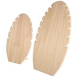 CONGARTENO Soporte de Joyería de Madera Maciza 2 Piezas 7 y 5 Ranuras Organizador de Collares Estable para Exhibición y Almacenamiento de Joyas en Hogar y Tienda