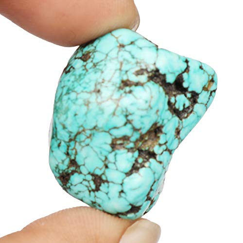 GEMHUB Raw Turquoise Stone 59.50 Ct Natural Certified Rough Blue Turquoise Stone for Tumbling, Cabbing, Decoration EU-2772