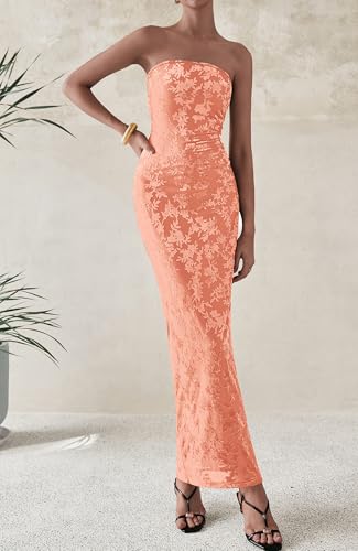 Image of BTFBM Women Spring Dresses 2025 Elegant Wedding Guest Dresses Bodycon Tube Maxi Dress Split Floral Cocktail Dress