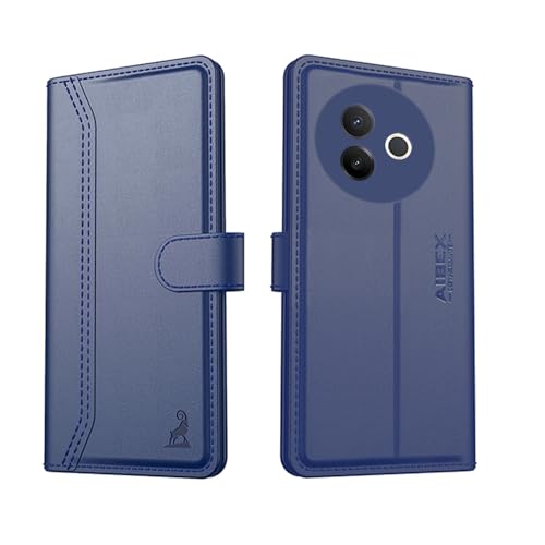 Image of AIBEX Compatible for Compatible for Vivo Y39 5G Flip Cover Leather Finish with Magnatic Closure | Inside TPU with Card Pockets | Wallet Stand | Complete Protection Flip Case -Blue