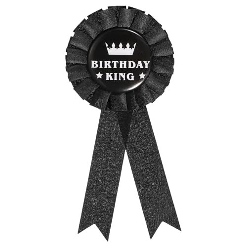 uxcell Birthday Award Ribbon Prize, Party Badge Brooch Badge Brooch Pin for Women Men Colorful Satin Corsage Fabric Birthday Award Ribbon Party Tinplate Decorations, Black2