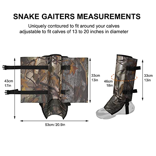 Snake Gaiters Leg Guards, Waterproof Snake Guards, Adjustable Snake Bite Protection for Lower Legs, Snake Chaps for Men&Women