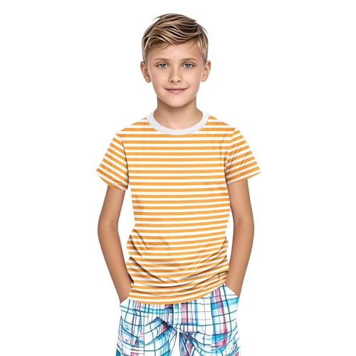 Girls Striped Short Sleeve T Shirts 2025 Kids Summer Crewneck Tops Casual Cotton Basic Tees Daily Wears 3-14 Years3