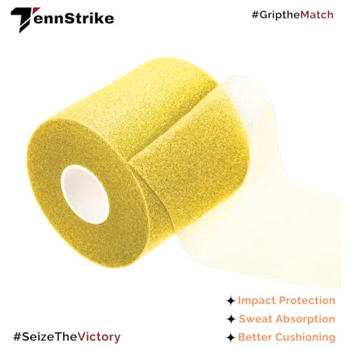 Image of 27 Metre x 70 mm Cushion Wrap for Badminton, Tennis & Pickleball Rackets | Shock & Vibration Control | Moisture Absorbing Cushion | Pro Player Use | Yellow Color
