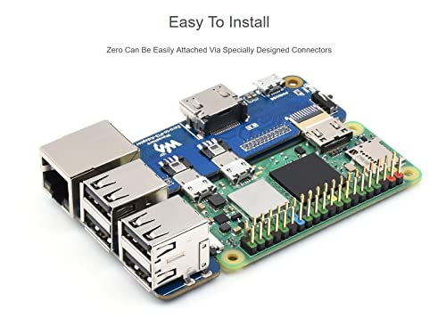 Image of waveshare Pi Zero to Raspberry Pi 3 Model B /B+ Adapter, Onboard 4-CH USB Interface, 100M Ethernet Port and HDMI Port, Alternative for Raspberry Pi 3B /B+, Support Pi Zero and Zero 2W