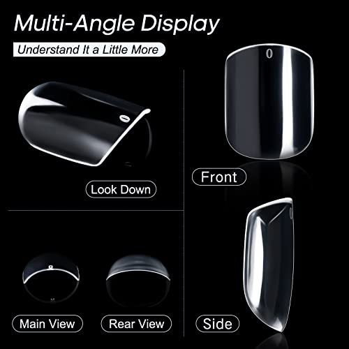 Funfe Short Nail Tips,240 Pcs Square False Nail Tip Clear Full Cover Nails Press On Nails Short Square Fake Nails Tips 12 Sizes Acrylic Fake Nails For Nail Home Salon #TOP4