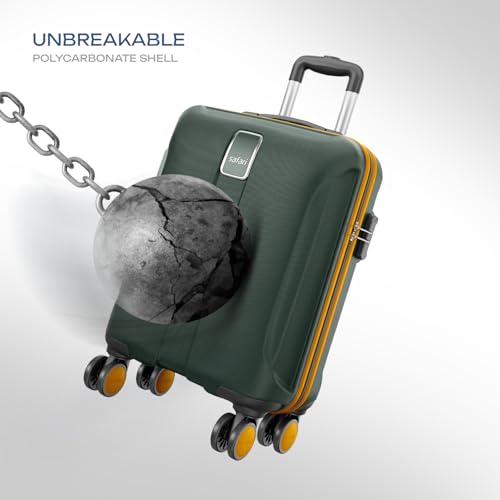 Image of Safari Cabin Polycarbonate Spinner Thorium Neo 8 Wheels 55Cm Size Trolley Bag, Hard Case, 360º Wheeling Carry-On Luggage for Men & Women, Travel Bag, Suitcase for Travel, Dusk Green