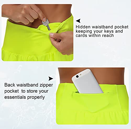 Image of THE GYM PEOPLE Womens High Waisted Running Shorts Quick Dry Athletic Workout Shorts with Mesh Liner Zipper Pockets