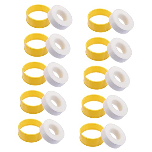 KICHOUSE 10 Rollos Cinta Impermeable Impermeable Fontaneros Sellador De Roscas De Tuberias Cinta De Sellado Cinta Flashante Calafateo Cinta De Sello Yellow Ptfe