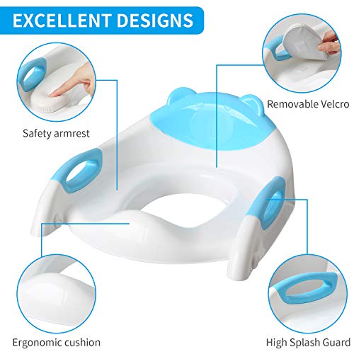 Victostar Potty Training Seat with Step Stool Ladder, Foldable Potty Training Toilet for Kids Boys Girls Toddlers-Comfortable Cushion Safe Handle Anti-Slip Pads - Thumbnail 7