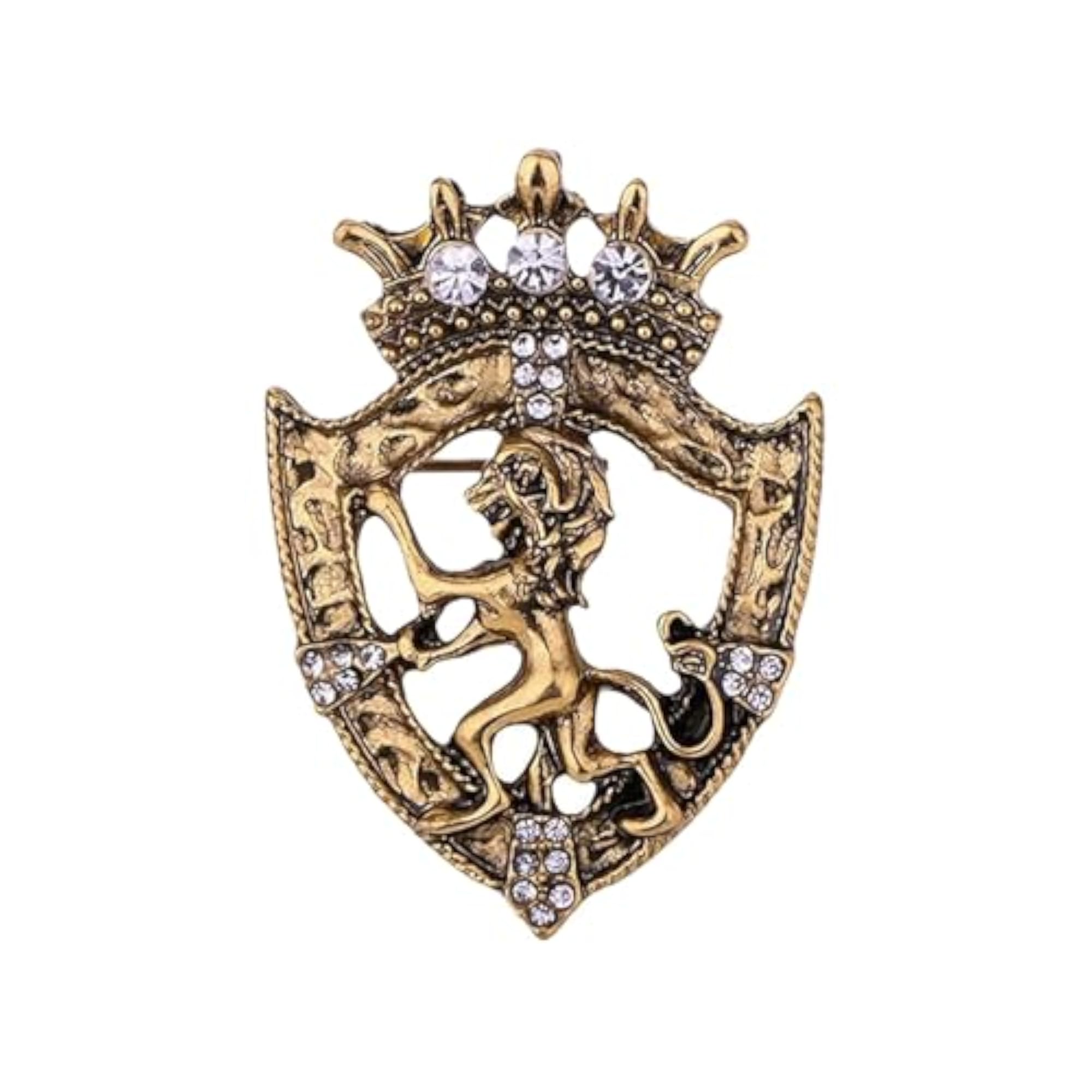 Men's Antique Style Royal Lapel Brooch with White Diamonds