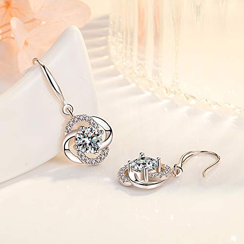 Four- Leaf Clover 5A Cubic Zirconia Sterling Silver Dangle Drop Earrings Gift for Women Gemini Sets2