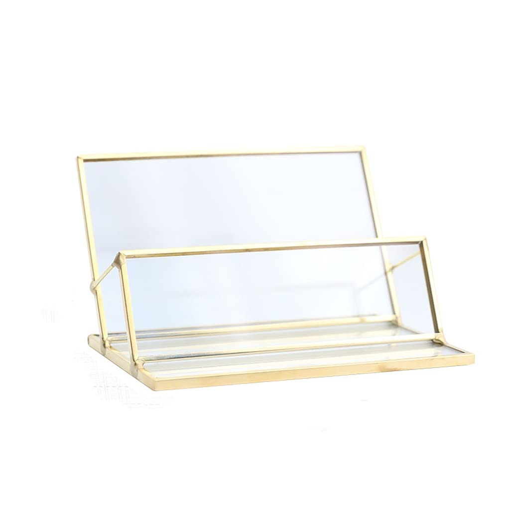 MOBYGKFY Desktop Business Card Case Holder Metal Brass Personality