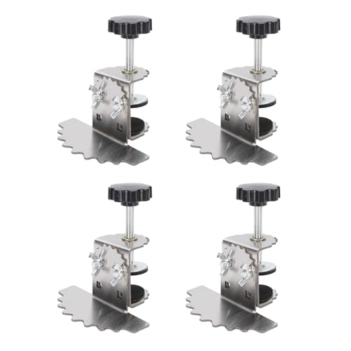 4Pcs Drawer Front Installation Clamps, Adjustable Stainless Steel Cabinet Door Installation Mounting Jig with Threaded Rod, Cabinet Door Installation Locator for Woodworking
