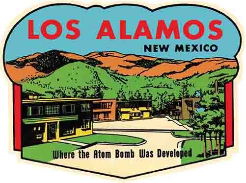 Los Alamos NM New Mexico Home of the Atomic Bomb Vintage Travel Decal Sticker Souvenir Skateboard Laptop