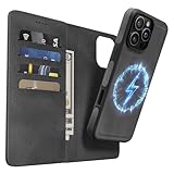 kibuiii Compatible with iPhone 16 Pro Max Wallet Case with Card Holder, 2 in 1 Magnetic Detachable & Wireless Charging Support, PU Leather Flip Phone Cover with RFID Blocking (Black)