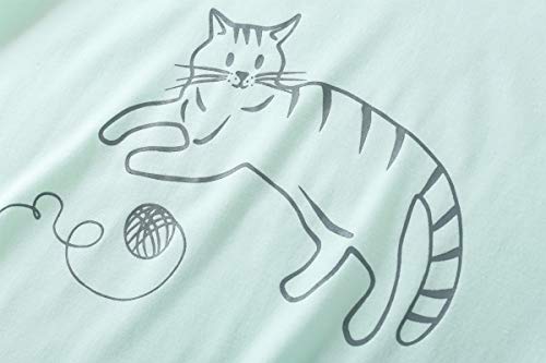 Image of YIJIU Women Soft Comfy Pajamas Cute Cat Short Sleeve Capri Pants PJS Set