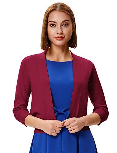 Image of GRACE KARIN Women Cardigan Sweaters Lightweight Knit Cropped Cardigans Trendy 3 /4 Sleeve Shrug Bolero S-3XL