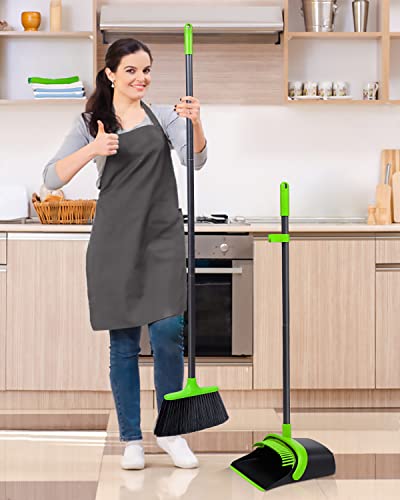 Image of Broom and Dustpan Set for Home, Upgrade 52 inch Long Handle Broom and Dustpan Set, Broom with Dustpan Combo Set for Home Kitchen Room Office Lobby Indoor Floor Cleaning