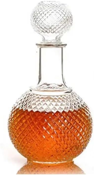 Glass Whisky Carafe 33 Oz Crystal Glass with Lid for Wine Liqueur Water Fruit Juice Presentation Decanter Drink Service Bottle Special Series Carafe Gift Product Drink Service Glass Decanter