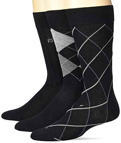 Perry Ellis Men's Portfolio Superior Soft Luxury Socks, 3-Pack, Argyle Black
