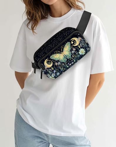Image of Moth Fanny Pack Lightweight Belt Bag Fashion Waist Pouch | Waterproof, crossbody bags for women, sports, running, traveling, hiking