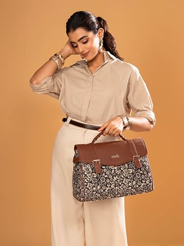 Image of ZOUK Heritage Satchel Bag - Gwalior Weaves | Jute | Vegan Leather Handcrafted With Detachable Sling Strap
