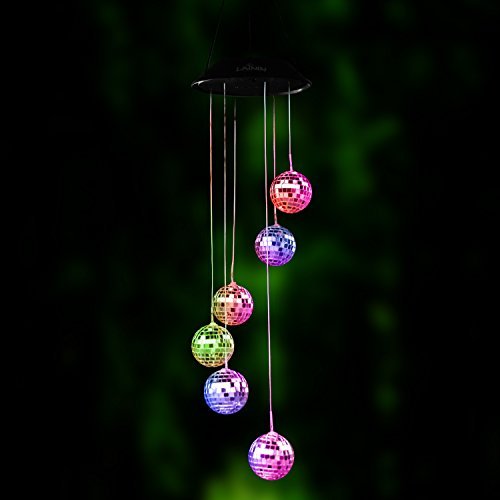 Lainin Color Changing Solar Wind Chime Hanging Night Light Mobile for Home Outdoor Yard Garden Décor 43224-3537