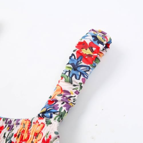 Mono corto floral sin mangas para mujer con cuello cuadrado 8
