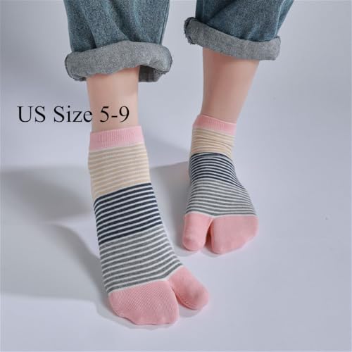 Stripes Two Toe Ankle Socks Wooden Clogs Flip Flop Soft Comfortable Cotton Casual Socks For Teen Girls2