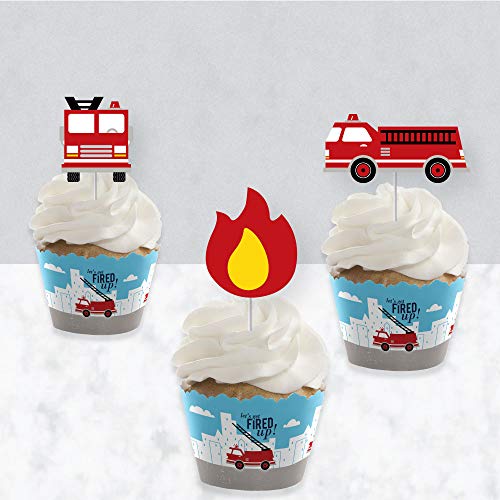 Big Dot Of Happiness Fired Up Fire Truck - Cupcake Decoration - Firefighter Firetruck Baby Shower Or Birthday Party Cupcake Wrappers And Treat Picks Kit - Set Of 24 #TOP2