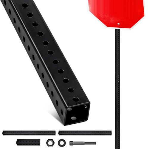 8 ft H x 1-3/4 in W Square Sign Post with 7/16" Dia Holes