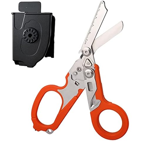 6 in 1 Emergency Response Folding Shears with Multi-Function Tool Sheath Multitool Plier Shears Tactical Folding Pliers Portable Rescue Scissors Cover