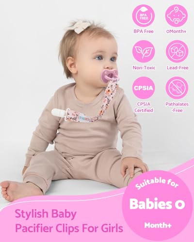 Image of ALVABABY Pacifier Clips 8 Pack Pacifier Binky Paci Holder Leashes for Baby Teethers 8DP13