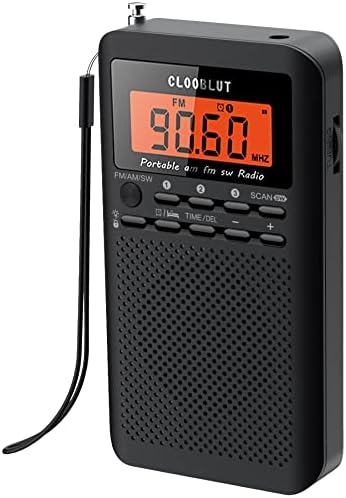 Portable Radio FM/AM/SW Transistor Battery Operated by 2*AA Batteries with Key backlight LCD Display Digital Alarm Clock Sleep Timer,Best Reception,Best Sound Quality Pocket Radios for Walking,Running